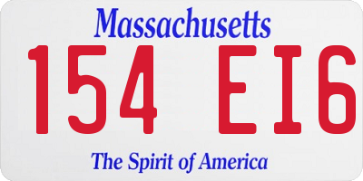MA license plate 154EI6