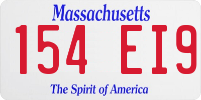 MA license plate 154EI9