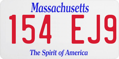 MA license plate 154EJ9