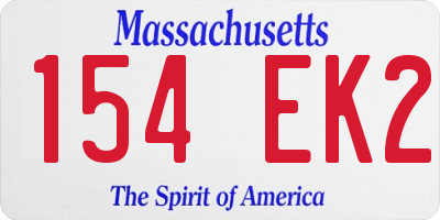 MA license plate 154EK2