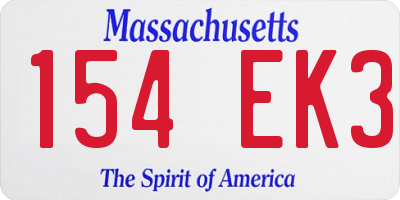 MA license plate 154EK3