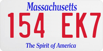 MA license plate 154EK7