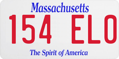 MA license plate 154EL0
