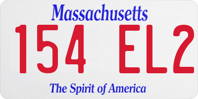 MA license plate 154EL2