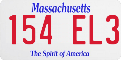 MA license plate 154EL3