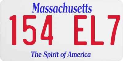MA license plate 154EL7