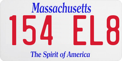 MA license plate 154EL8