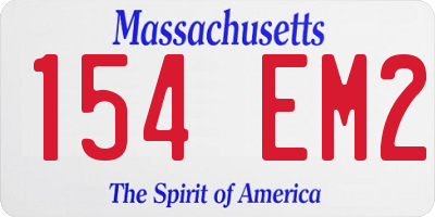 MA license plate 154EM2