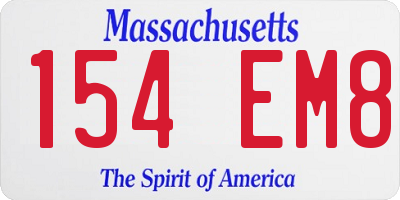 MA license plate 154EM8