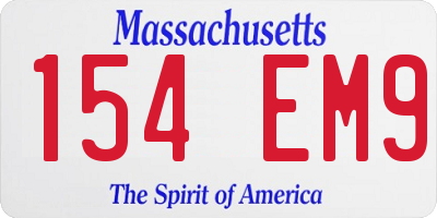 MA license plate 154EM9