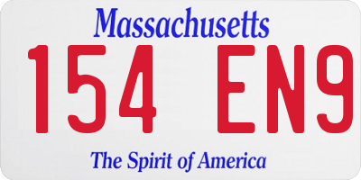 MA license plate 154EN9