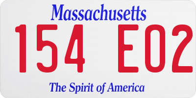 MA license plate 154EO2