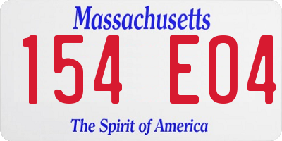 MA license plate 154EO4