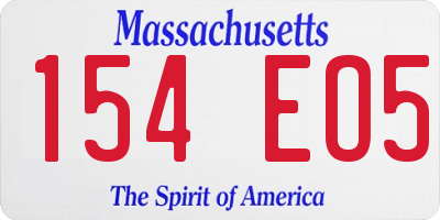 MA license plate 154EO5