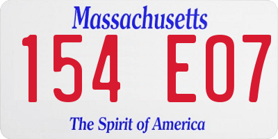 MA license plate 154EO7