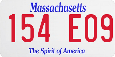 MA license plate 154EO9
