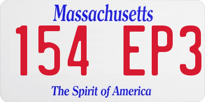 MA license plate 154EP3