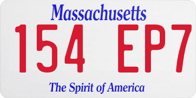 MA license plate 154EP7