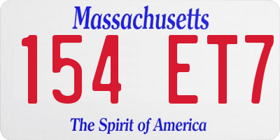 MA license plate 154ET7