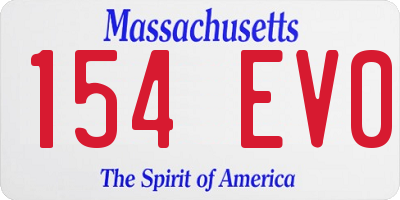 MA license plate 154EV0