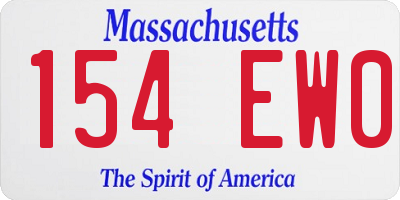 MA license plate 154EW0