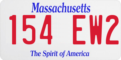 MA license plate 154EW2