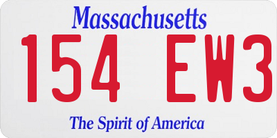 MA license plate 154EW3