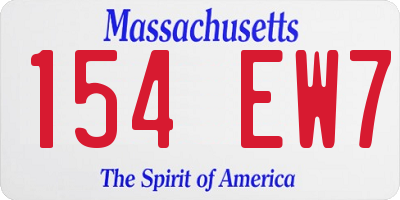 MA license plate 154EW7