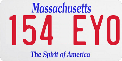 MA license plate 154EY0