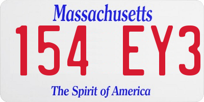 MA license plate 154EY3