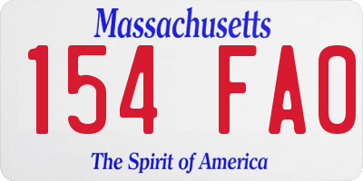 MA license plate 154FA0