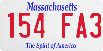 MA license plate 154FA3