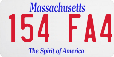 MA license plate 154FA4