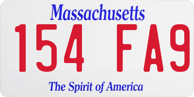 MA license plate 154FA9