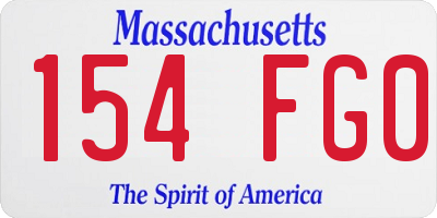 MA license plate 154FG0