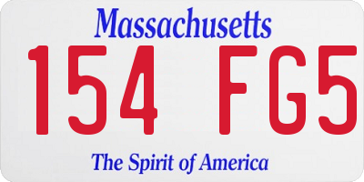 MA license plate 154FG5
