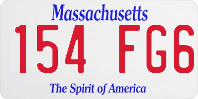 MA license plate 154FG6