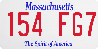 MA license plate 154FG7