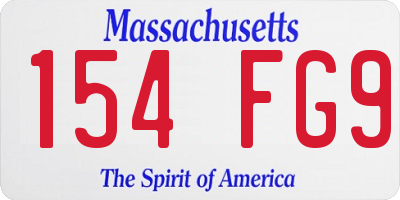MA license plate 154FG9