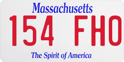 MA license plate 154FH0