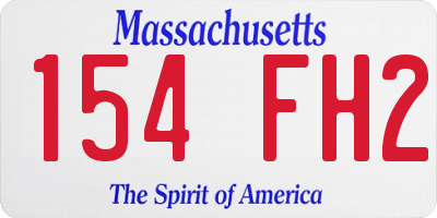 MA license plate 154FH2