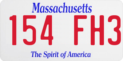 MA license plate 154FH3