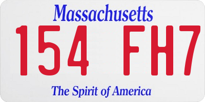 MA license plate 154FH7