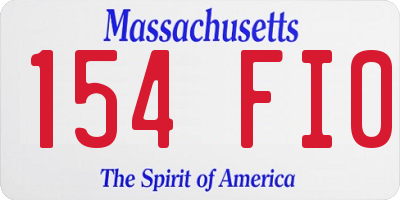 MA license plate 154FI0