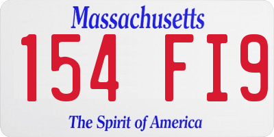 MA license plate 154FI9