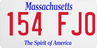MA license plate 154FJ0