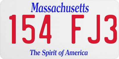 MA license plate 154FJ3