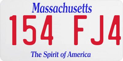MA license plate 154FJ4