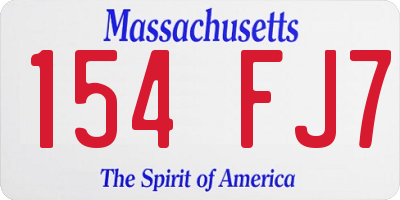 MA license plate 154FJ7