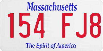 MA license plate 154FJ8